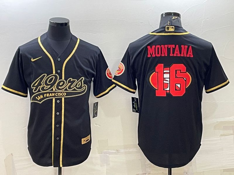 Men San Francisco 49ers #16 Montana Black Gold 2022 Nike Co branded NFL Jersey->san francisco 49ers->NFL Jersey